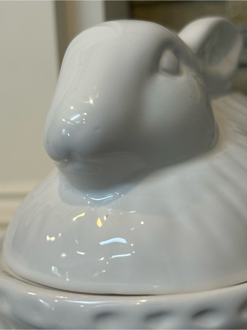 Ashland White Ceramic Bunny Butter Dish - Picture 7 of 16